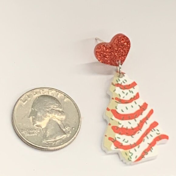 Snack Cake Tree, Christmas Earring, Holiday Earring, Funny Food Earring, Tree - Picture 5 of 5
